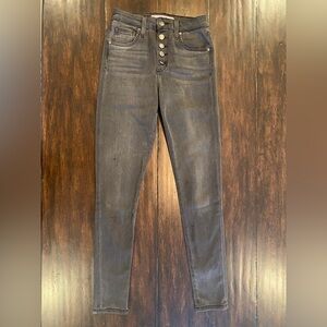 Joe’s Black High-rise curvy skinny button fly ankle jeans